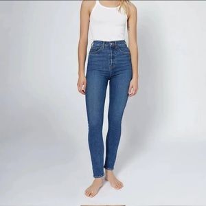 REDONE Ultra High Rise Ankle Crop Jeans